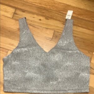 NWT Black/Gray Herringbone Patterned Sports Bra